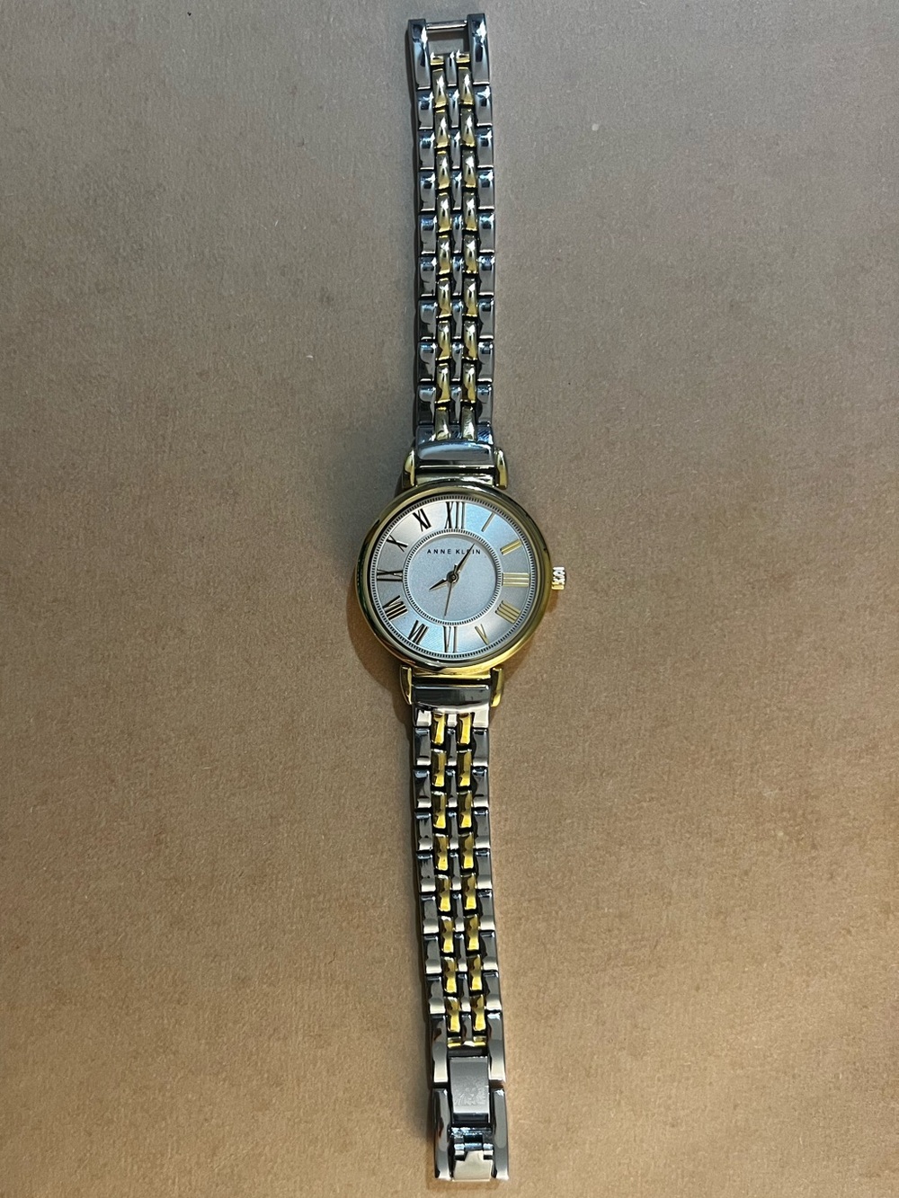 Anne Klein Two-Tone Silver and Gold Link Bracelet Watch